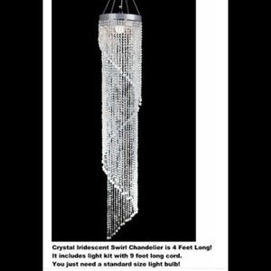 Swirl Spiral Faux Crystal Hanging Chandelier